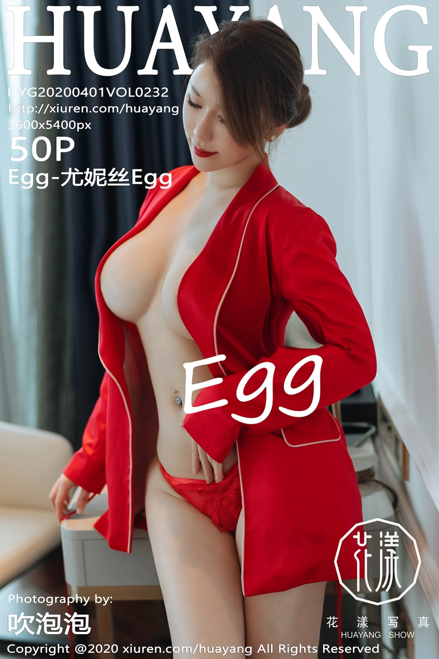 [HuaYang花漾]Vol.232_女神Egg_尤妮丝私房鲜艳红色服饰半脱真空露豪乳诱惑写真50P-秀人网 - XiuRen.Pro